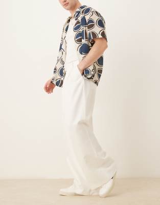 asos ASOS DESIGN smart loose fit trousers with front pleats in white