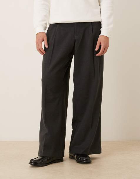 ASOS DESIGN smart loose leg heavyweight pants in black with elastic waist - view 1