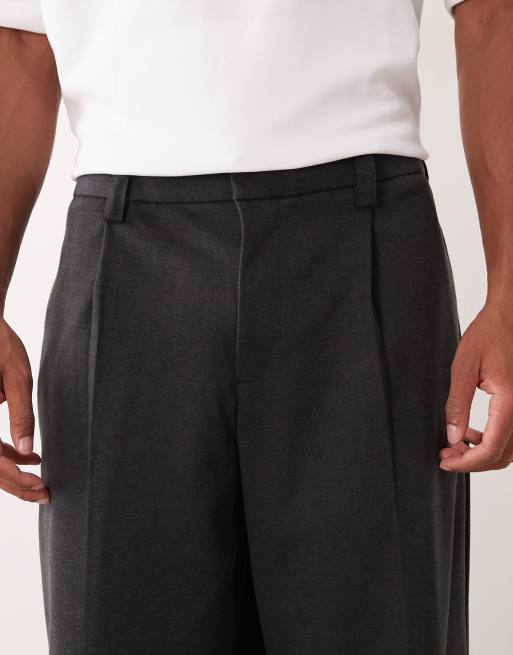 ASOS DESIGN smart loose leg heavyweight pants in black with elastic waist, 5 of 5