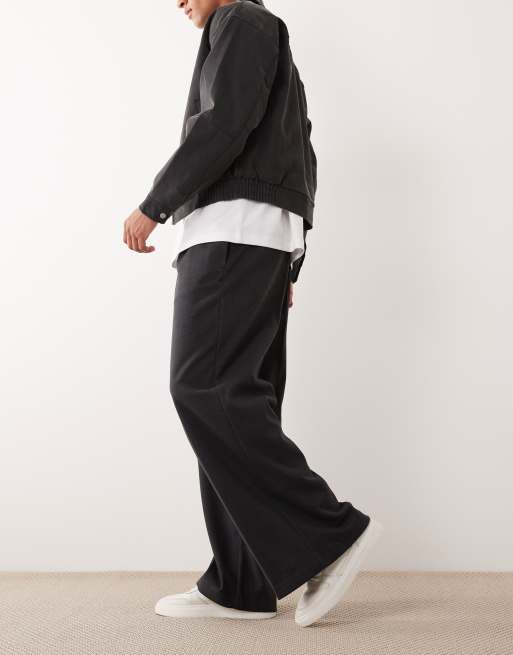 ASOS DESIGN smart loose leg heavyweight pants in black with elasticated waist, 3 of 5