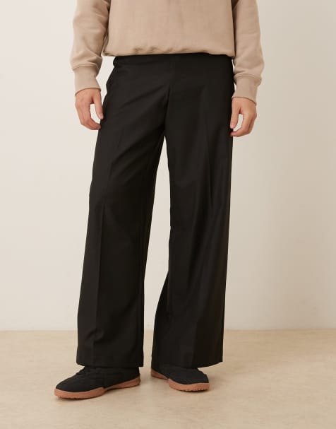 ASOS DESIGN smart loose leg pants in black jacquard - view 1