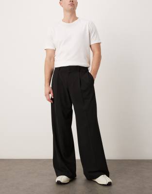 Asos Design Smart Loose Leg Pants In Black