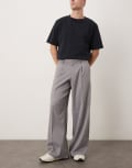[ASOS DESIGN] ASOS DESIGN smart loose leg pants in grey with front pleat W30 L32 GREY