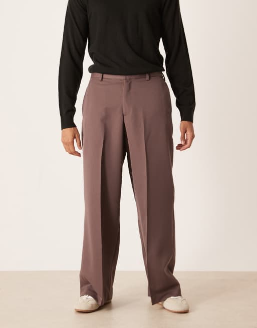 ASOS DESIGN smart loose leg pants with elasticated waistband in dark purple