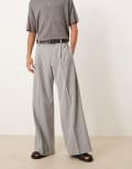 [ASOS DESIGN] ASOS DESIGN smart loose leg pants with front pleat in grey W30 L30 GREY