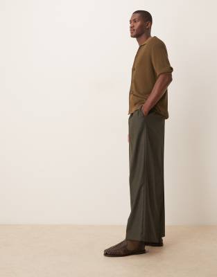 Asos Design Smart Loose Leg Pants With Front Pleats In Gray