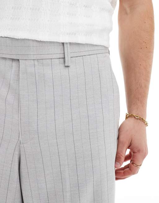 slim fit dress slacks Gray Pinstripe Pants main image 1