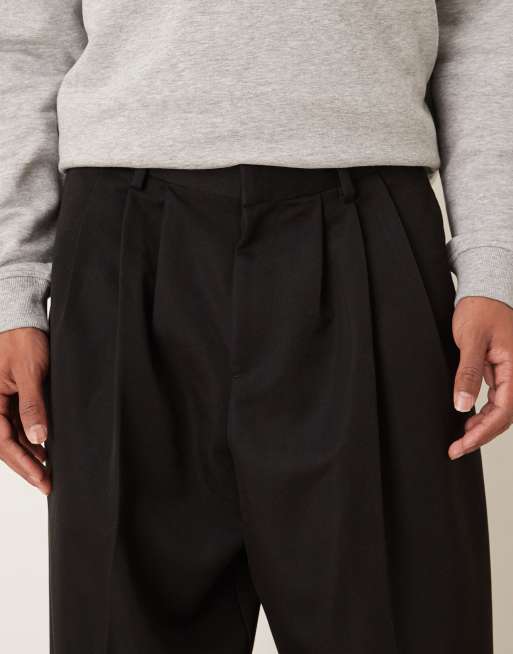 ASOS DESIGN smart loose leg trousers with triple pleats in black, 5 of 5
