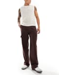 [ASOS DESIGN] ASOS DESIGN smart low-rise waistband cargo pants in brown W30 L30 BROWN