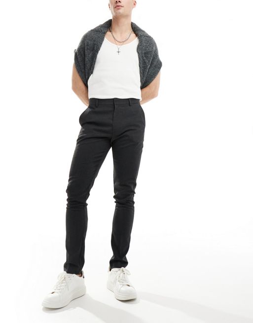 FhyzicsShops DESIGN smart new skinny fit trousers in charcoal