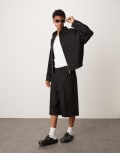 [ASOS DESIGN] ASOS DESIGN smart oversized bermuda shorts in black with elasticated waist (part of a set) M BLACK
