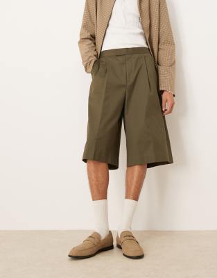 Asos Design Smart Oversized Bermuda Shorts In Green