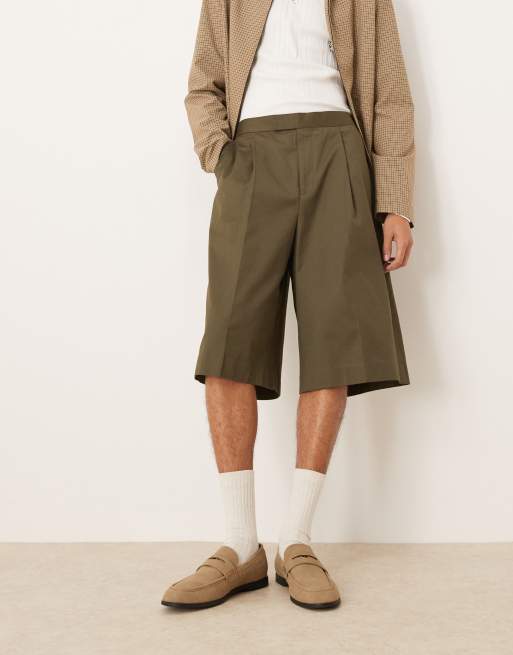 ASOS DESIGN smart oversized bermuda shorts in khaki