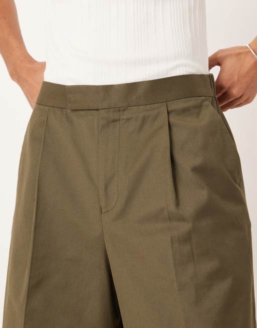 ASOS DESIGN smart oversized bermuda shorts in khaki
