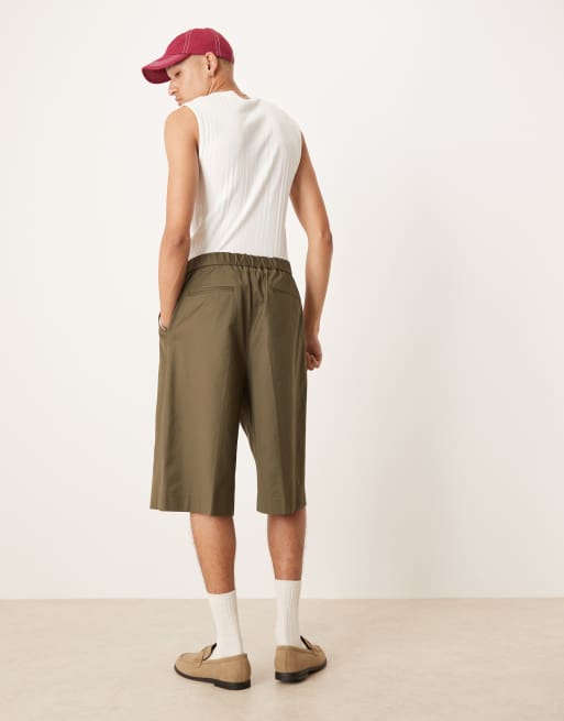 ASOS DESIGN smart oversized bermuda shorts in khaki