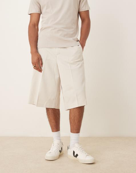ASOS DESIGN smart co-ord oversized bermuda shorts in stone with elasticated waist