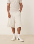 [ASOS DESIGN] ASOS DESIGN smart oversized bermuda shorts in stone with elasticated waist (part of a set)-Neutral XL STONE