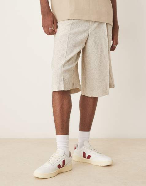 ASOS DESIGN smart oversized bermuda shorts with cream texture - view 1