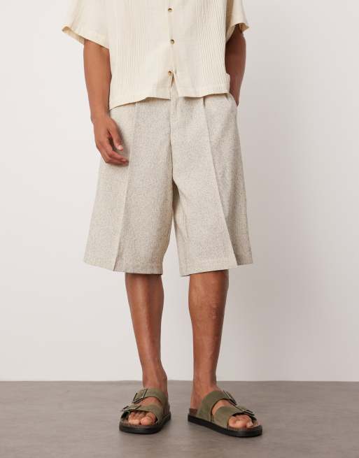 ASOS DESIGN smart oversized bermuda shorts with cream texture