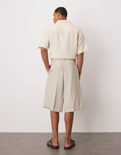 ASOS DESIGN smart oversized bermuda shorts with cream texture