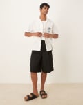 [ASOS DESIGN] ASOS DESIGN smart oversized bermuda shorts with front pleat and d-ring-Black W28 BLACK