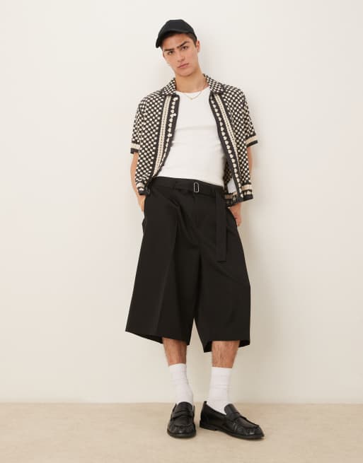 ASOS DESIGN smart oversized bermuda shorts with front pleat in black
