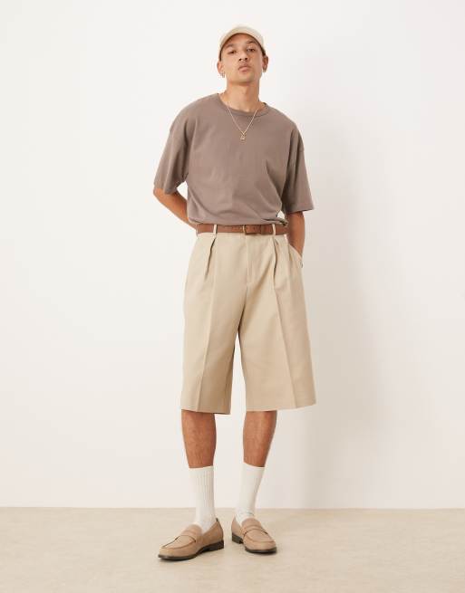 ASOS DESIGN smart oversized Bermuda shorts with inverted pleats in camel