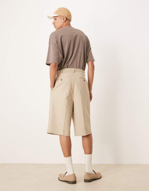 ASOS DESIGN smart oversized Bermuda shorts with inverted pleats in camel