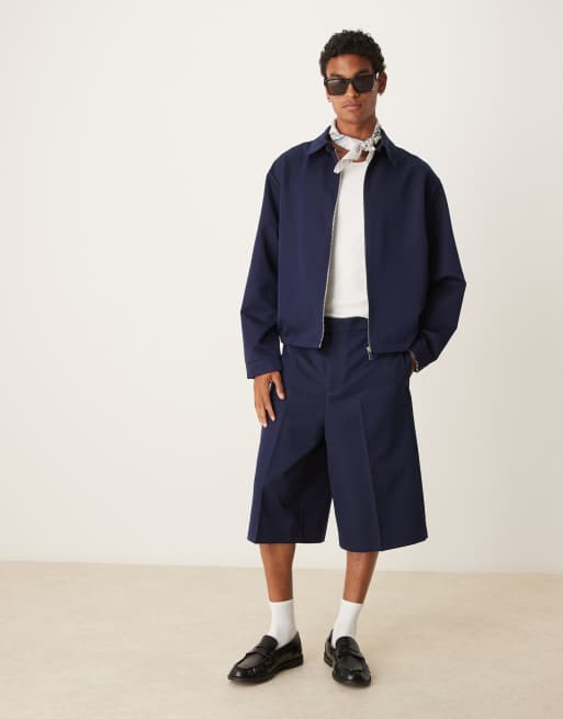 ASOS DESIGN smart oversized blouson set in navy