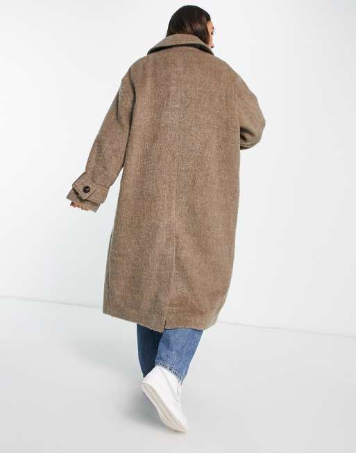 ASOS DESIGN smart oversized brushed boyfriend coat in mushroom