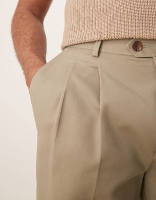 Asos Design Smart Oversized Tapered Cotton Chino Pants In Neutral