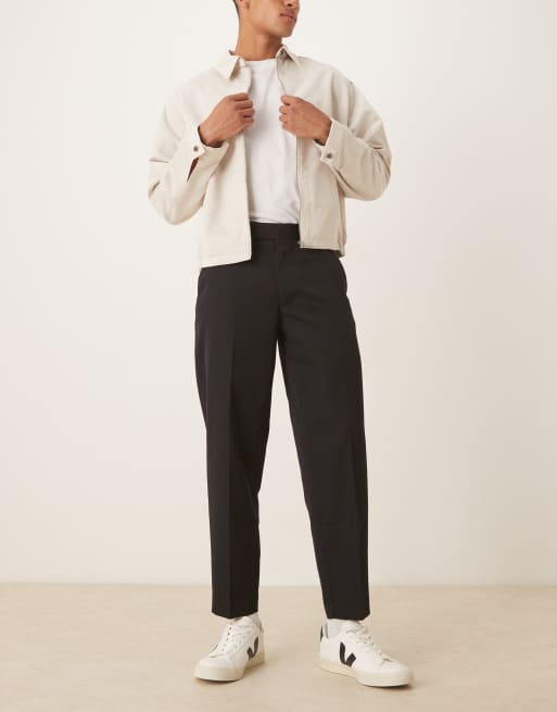 ASOS DESIGN smart oversized tapered fit pants in black