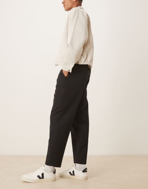 ASOS DESIGN smart oversized tapered fit pants in black