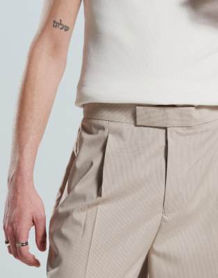 Asos Design Smart Oversized Tapered Pants In Neutral