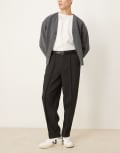[ASOS DESIGN] ASOS DESIGN smart oversized tapered pants in black rib texture W30 L30 BLACK
