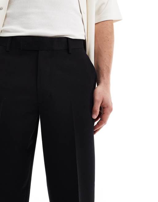 ASOS DESIGN smart oversized tapered pants in black