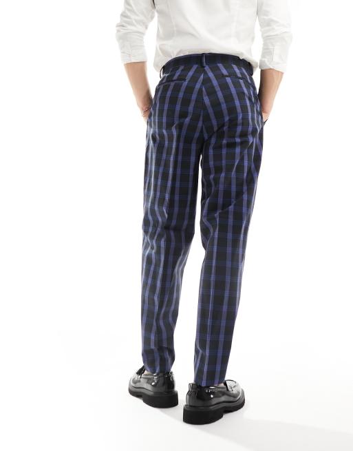 ASOS Tapered Smart Trouser in Blue for Men