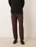 [ASOS DESIGN] ASOS DESIGN smart oversized tapered pants in brown micro texture W32 L32 BROWN