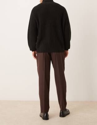 Asos Design Smart Oversized Tapered Pants In Burgundy