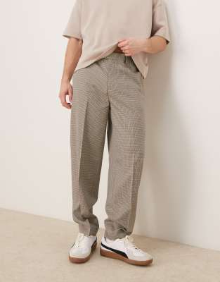 Asos Design Smart Oversized Tapered Pants In Brown