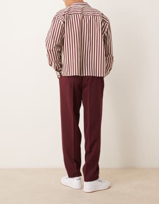 Asos Design Smart Oversized Tapered Pants In Burgundy