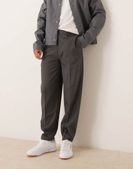 ASOS DESIGN smart oversized tapered pants in charcoal plaid