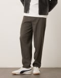 [ASOS DESIGN] ASOS DESIGN smart oversized tapered pants in grey flannel pinstripe W28 L32 GREY