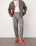 [ASOS DESIGN] ASOS DESIGN smart oversized tapered pants in grey pinstripe W32 L32 Grey stripe