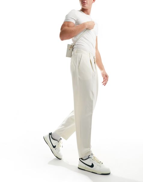 ASOS DESIGN smart oversized tapered pants in light stone - view 1