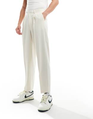 ASOS DESIGN smart oversized tapered pants in light stone | ASOS