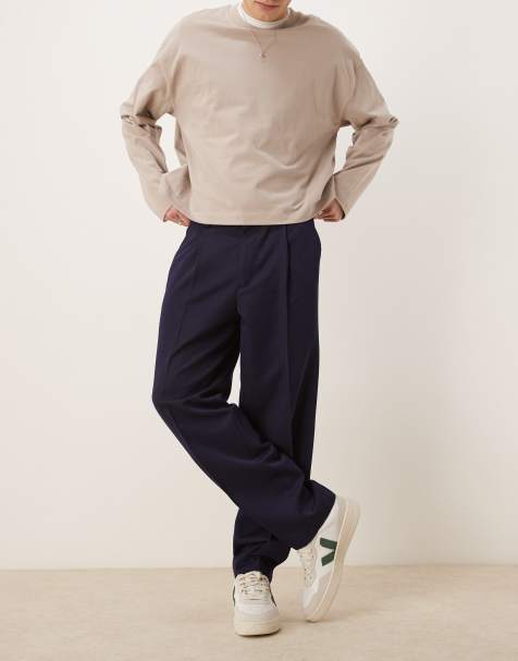 ASOS DESIGN smart oversized tapered pants in navy - view 1