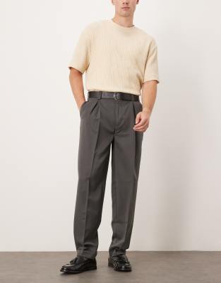 Asos Design Smart Oversized Tapered Pants With Chunky Belt Loops
