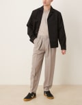 [ASOS DESIGN] ASOS DESIGN smart oversized tapered pants with double pleats and back pocket detail in stone-Blue W28 L30 BLUE