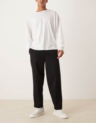 Asos Design Smart Oversized Tapered Pants With Front Pleat In Black